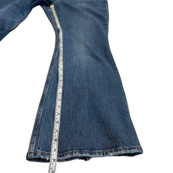 Levis Premium 70s High Flare Jeans Dark Wash Size 32 Bell Bottom Boho Western - Picture 13 of 14